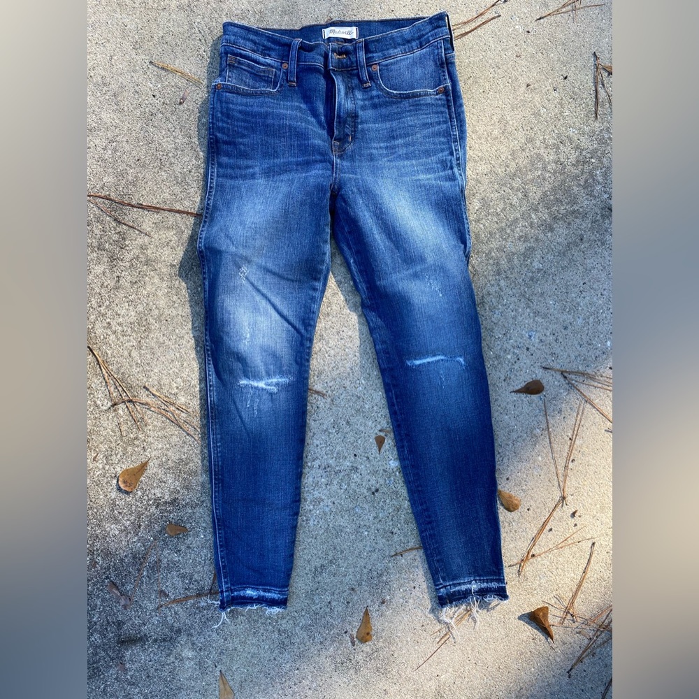 Madewell 9" High Rise Skinny Jeans York Wash, Rip & Repair Edition, Size 29